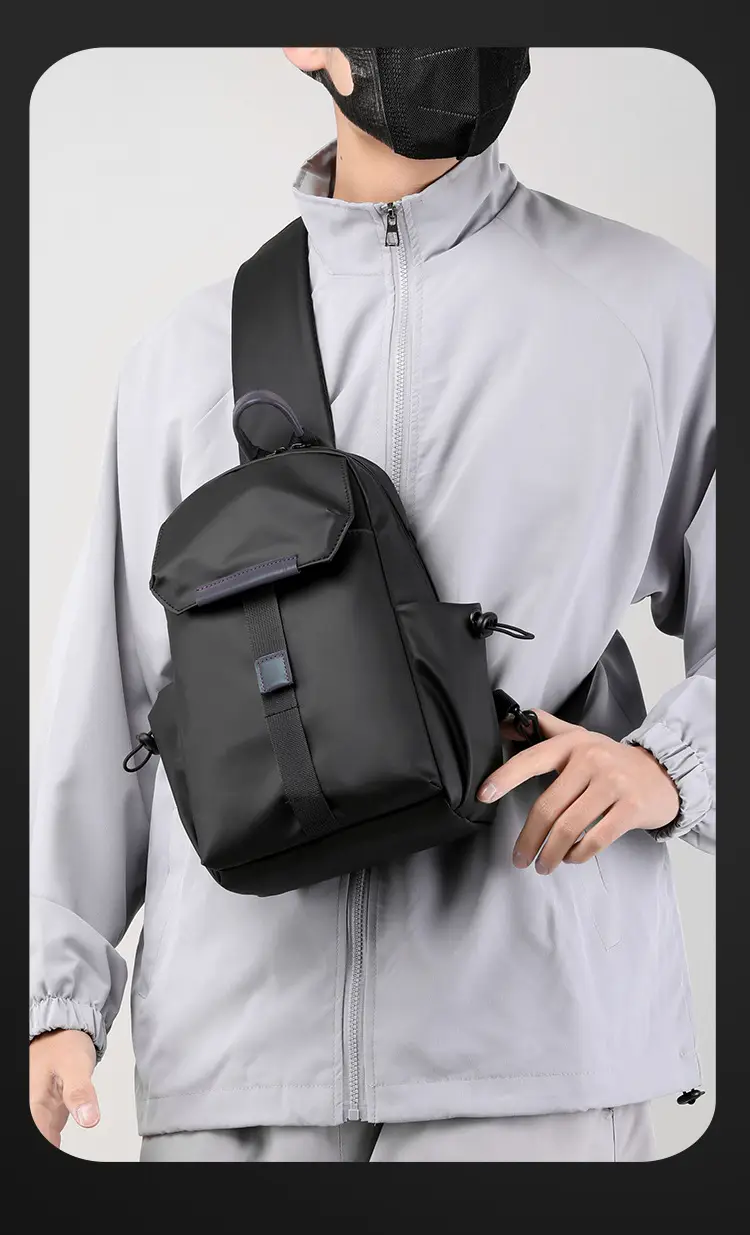 Men's Grey Nylon Shoulder Bag Winter Casual Riding Messenger — feature 18