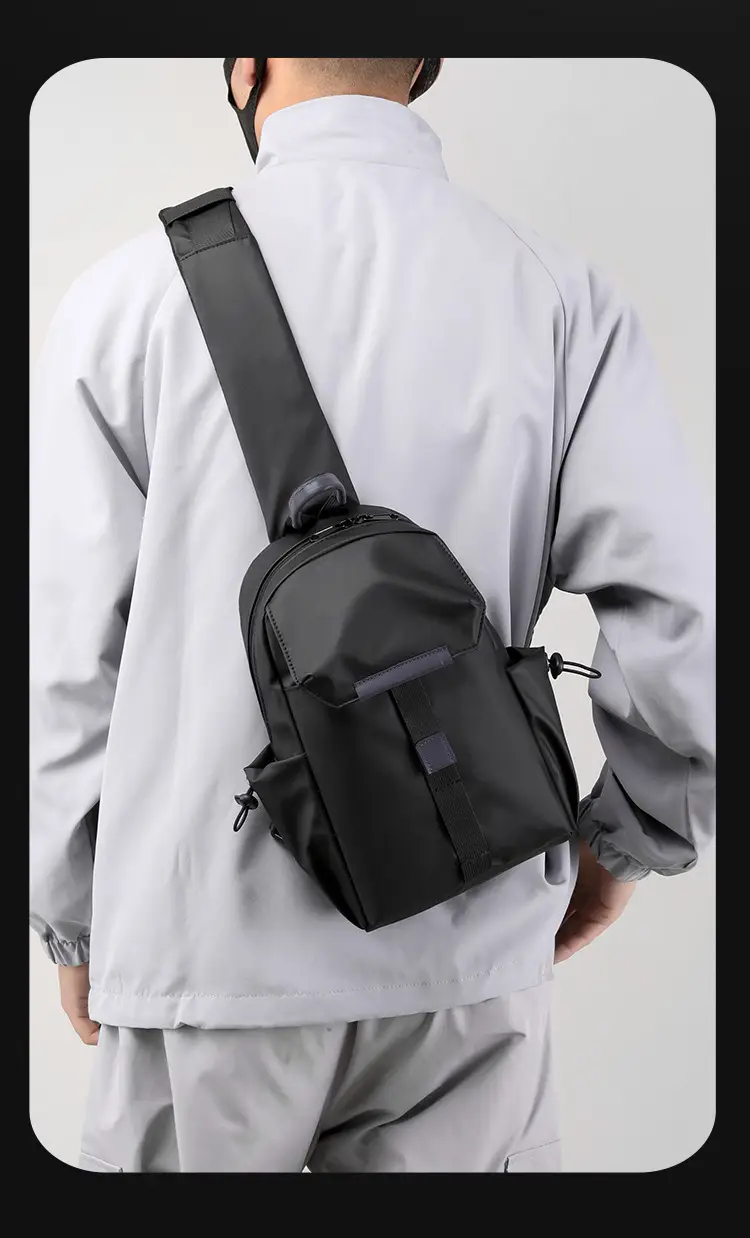 Men's Grey Nylon Shoulder Bag Winter Casual Riding Messenger — feature 19