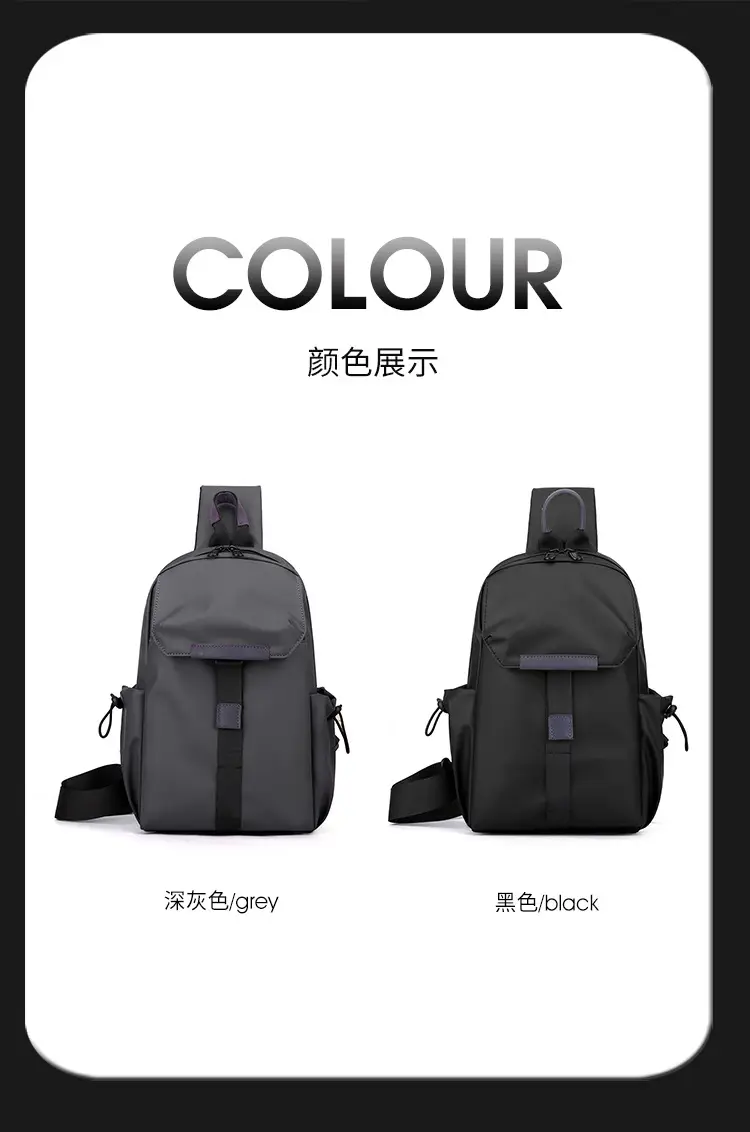 Men's Grey Nylon Shoulder Bag Winter Casual Riding Messenger — feature 4