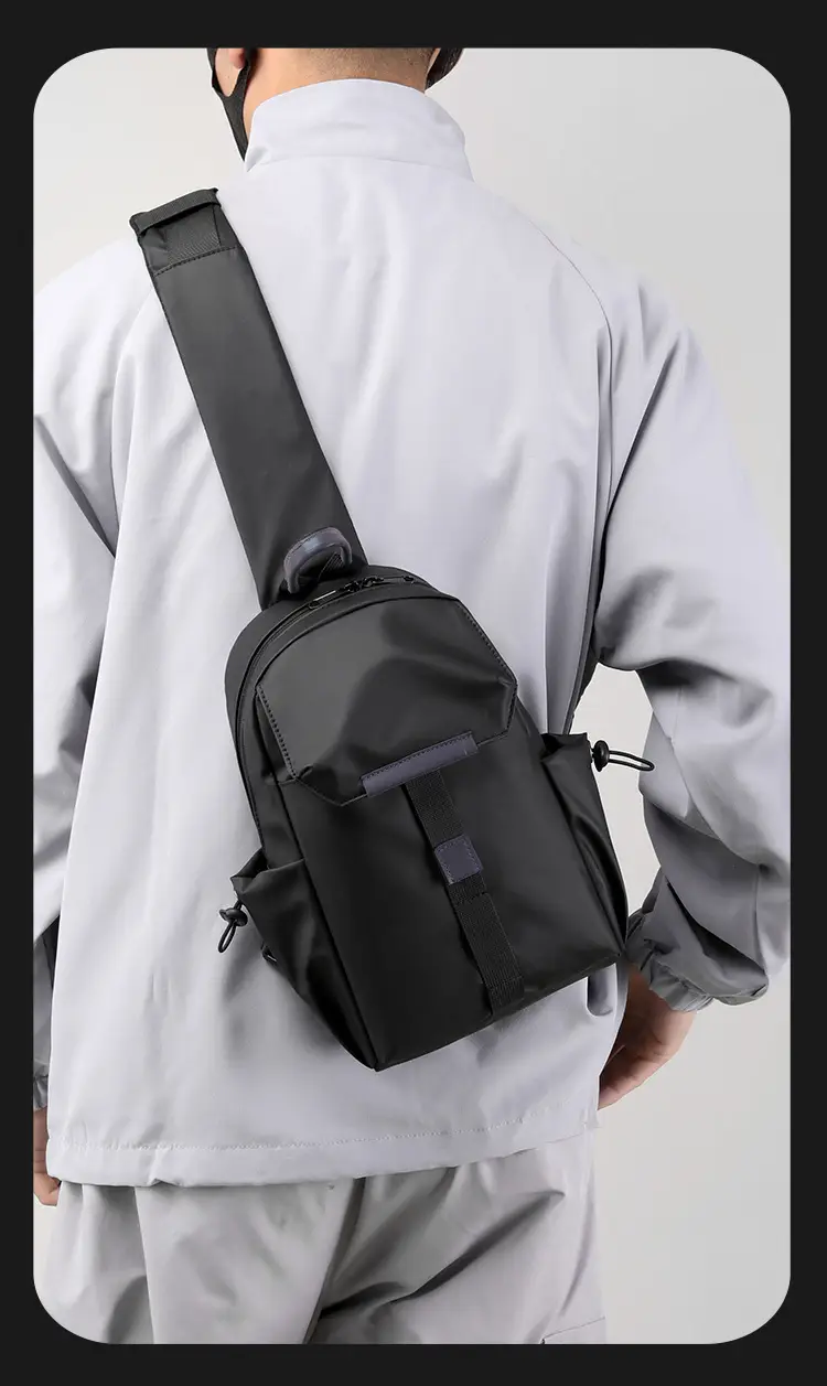 Men's Grey Nylon Shoulder Bag Winter Casual Riding Messenger — feature 9