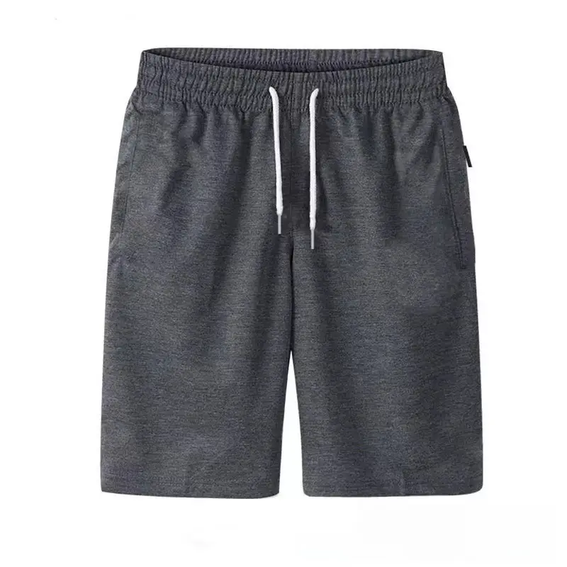 Men Summer Drawstring Zipper Shorts Gray Large - Image 17