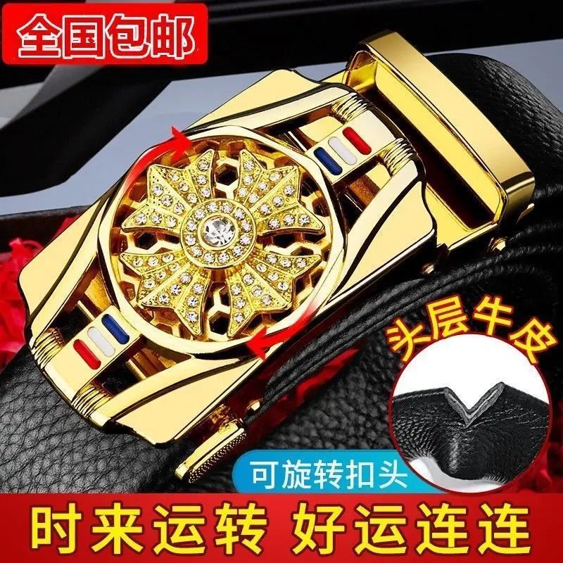 Men's Automatic Buckle Leather Belt with Chrome Mechanism - Image 27