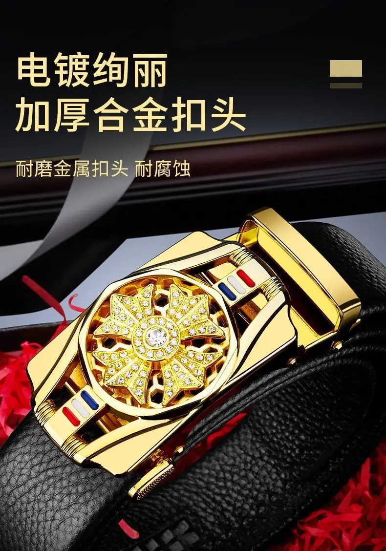 Men's Automatic Buckle Leather Belt with Chrome Mechanism — feature 4
