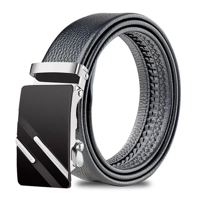 Men's Automatic Buckle Leather Belt with Chrome Mechanism - Image 10