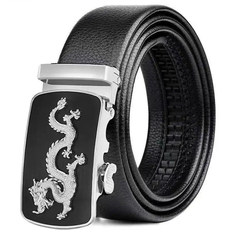 Men's Automatic Buckle Leather Belt with Chrome Mechanism - Image 19
