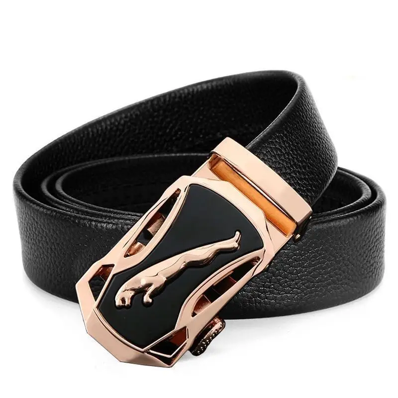 Men's Automatic Buckle Leather Belt with Chrome Mechanism - Image 22
