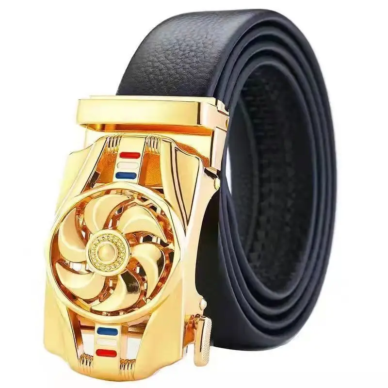 Men's Automatic Buckle Leather Belt with Chrome Mechanism - Image 4