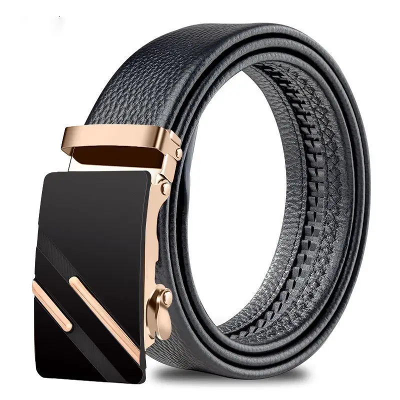 Men's Automatic Buckle Leather Belt with Chrome Mechanism - Image 9