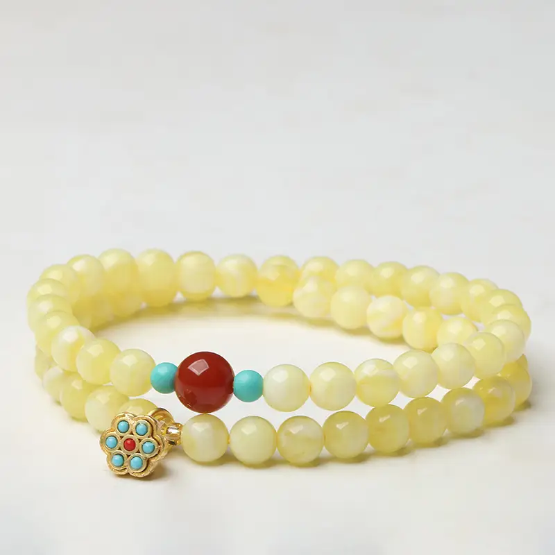 Double Circle Beeswax Bracelet White Flower Honey Nanhong Women - Image 5