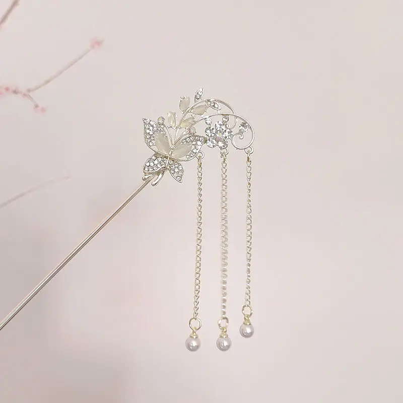 New Chinese Flower Cat Eye Tassel Hairpin High Grade — feature 3