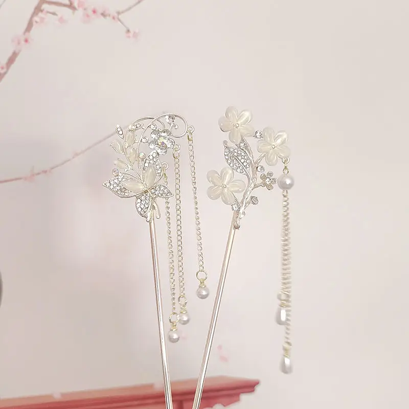 New Chinese Flower Cat Eye Tassel Hairpin High Grade — feature 6