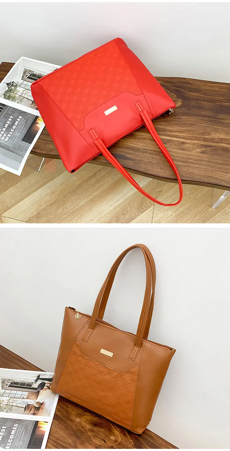 Red Diamond Embossed Tote Bag with Sequins — feature 15