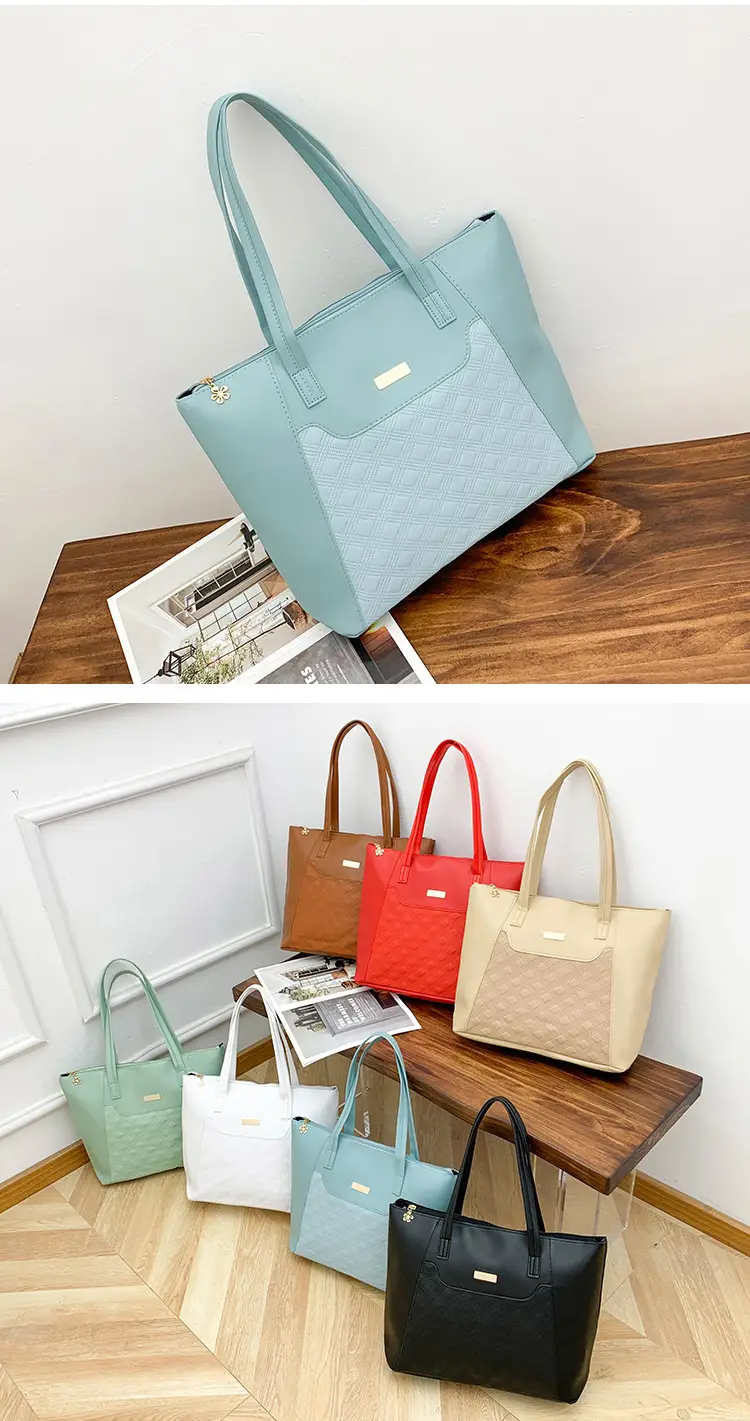 Red Diamond Embossed Tote Bag with Sequins — feature 19