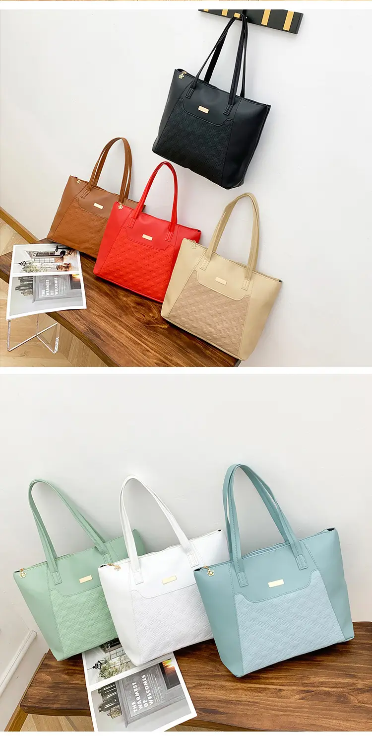 Red Diamond Embossed Tote Bag with Sequins — feature 20