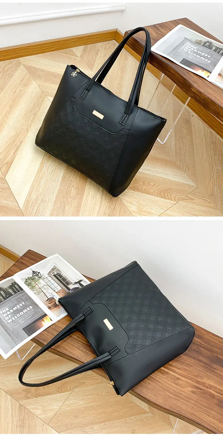 Red Diamond Embossed Tote Bag with Sequins — feature 21