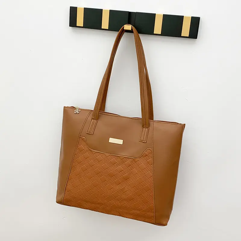 Red Diamond Embossed Tote Bag with Sequins - Image 3