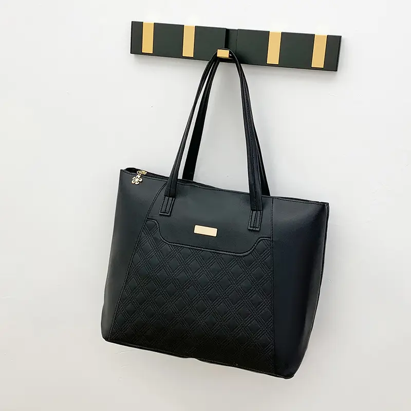 Red Diamond Embossed Tote Bag with Sequins - Image 7