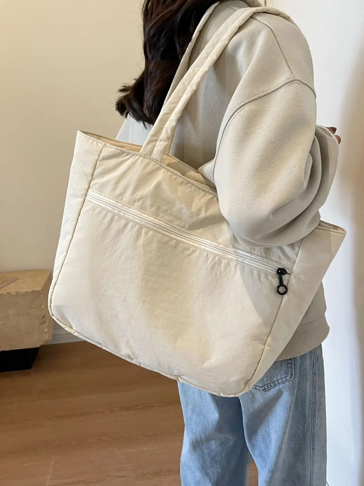 New Green Nylon Tote Bag for Students Commute Work - Image 6