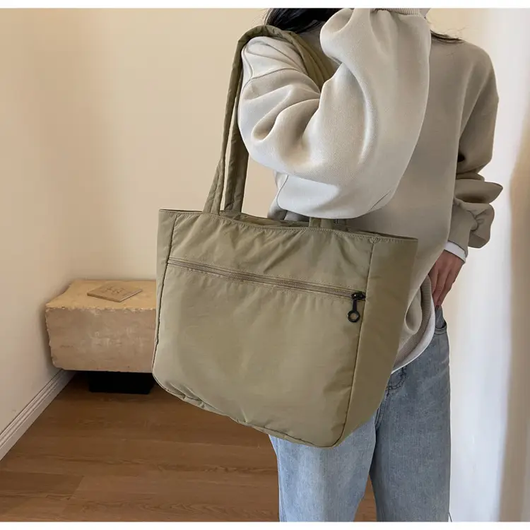 New Green Nylon Tote Bag for Students Commute Work — feature 1