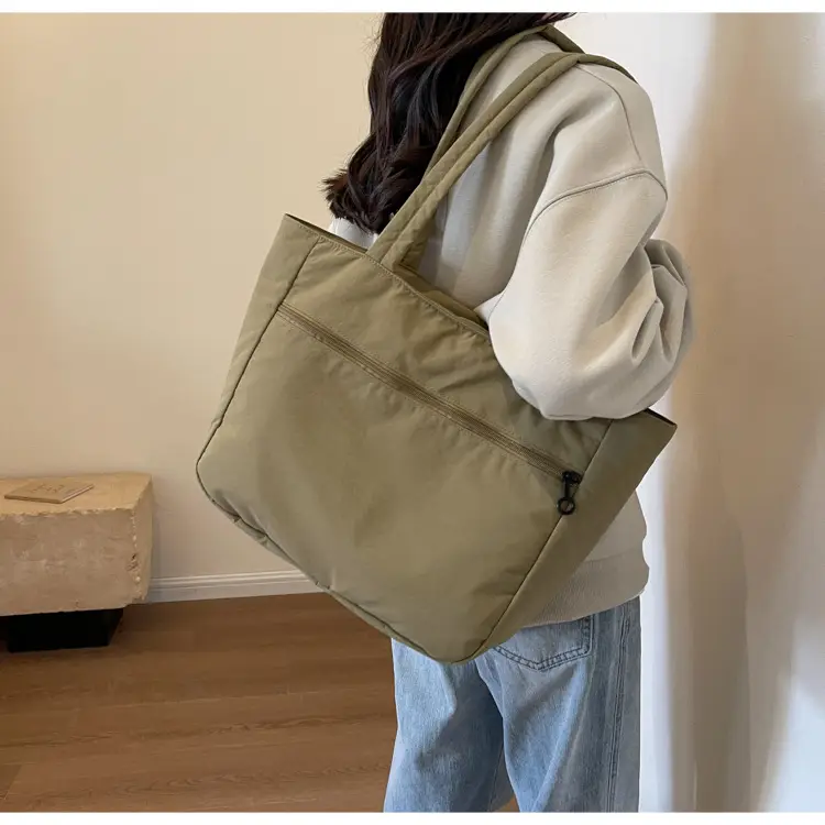 New Green Nylon Tote Bag for Students Commute Work — feature 14