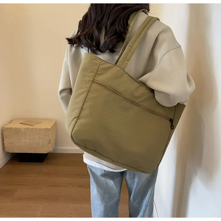 New Green Nylon Tote Bag for Students Commute Work — feature 15