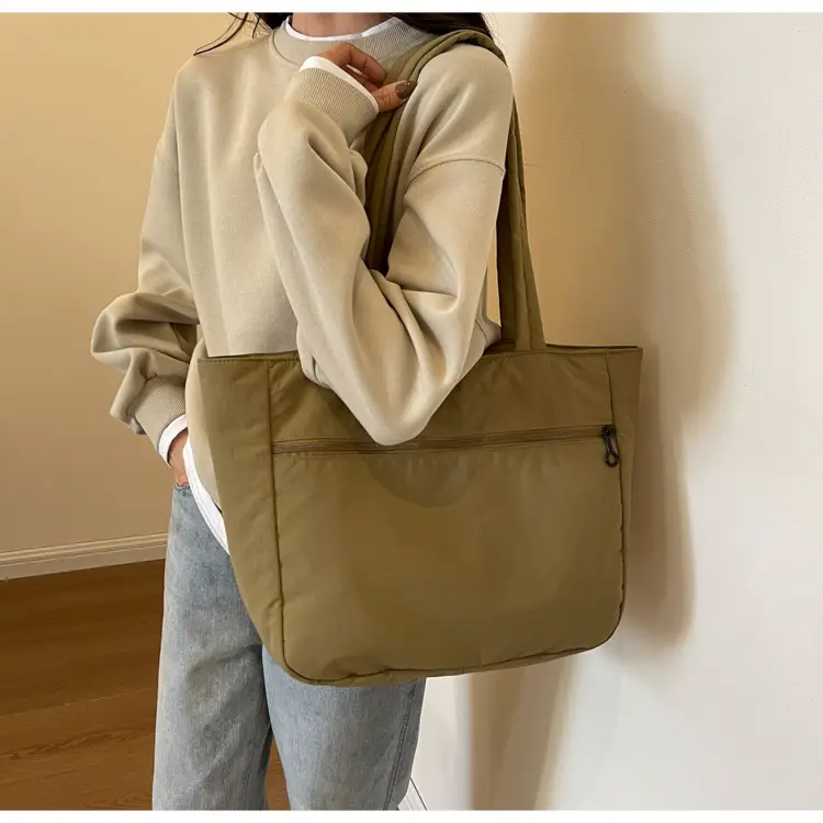New Green Nylon Tote Bag for Students Commute Work — feature 16