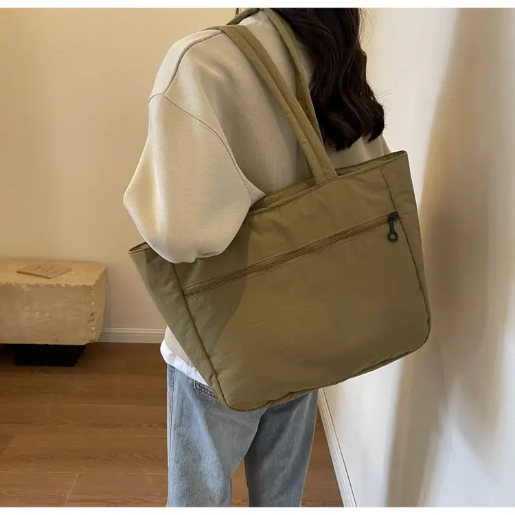 New Green Nylon Tote Bag for Students Commute Work — feature 17