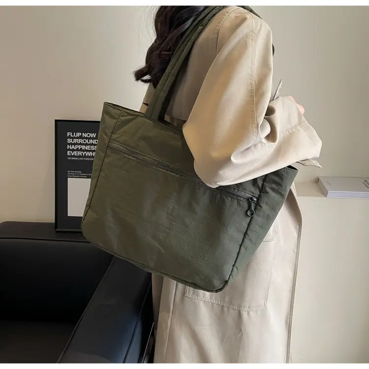 New Green Nylon Tote Bag for Students Commute Work — feature 21