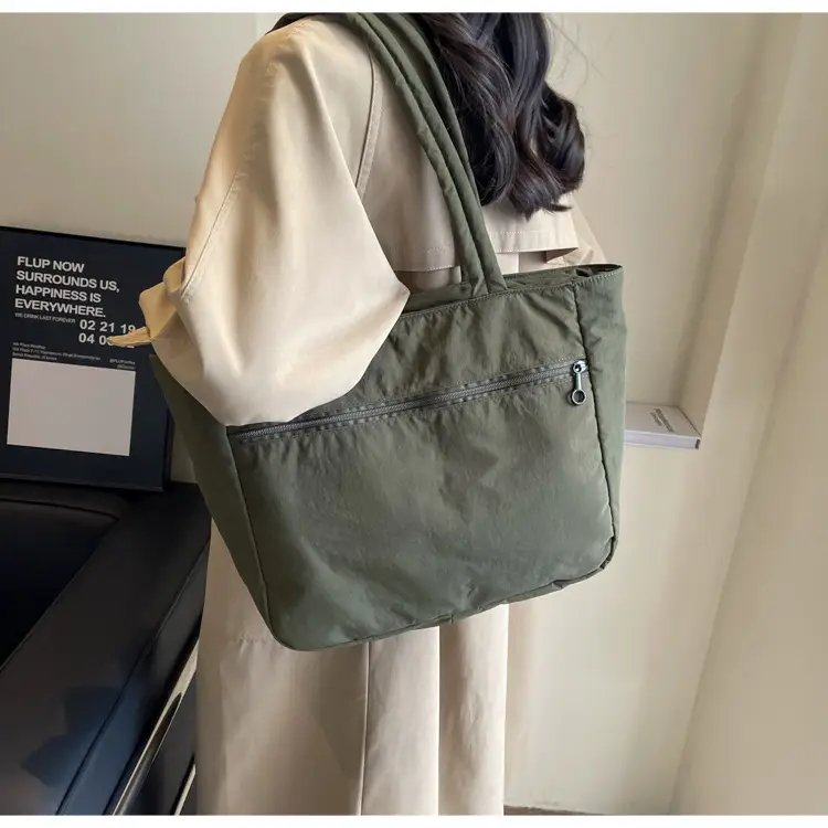 New Green Nylon Tote Bag for Students Commute Work — feature 24
