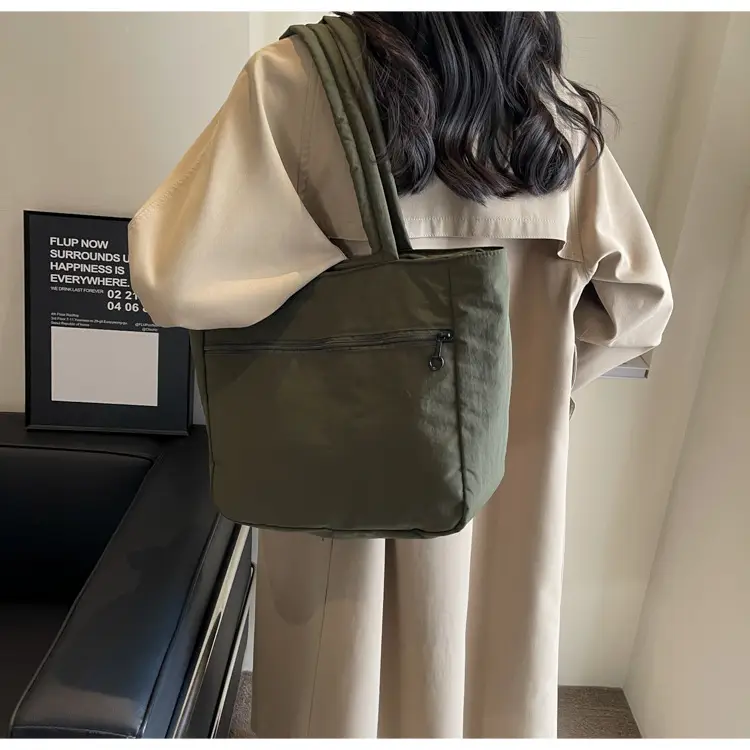 New Green Nylon Tote Bag for Students Commute Work — feature 25