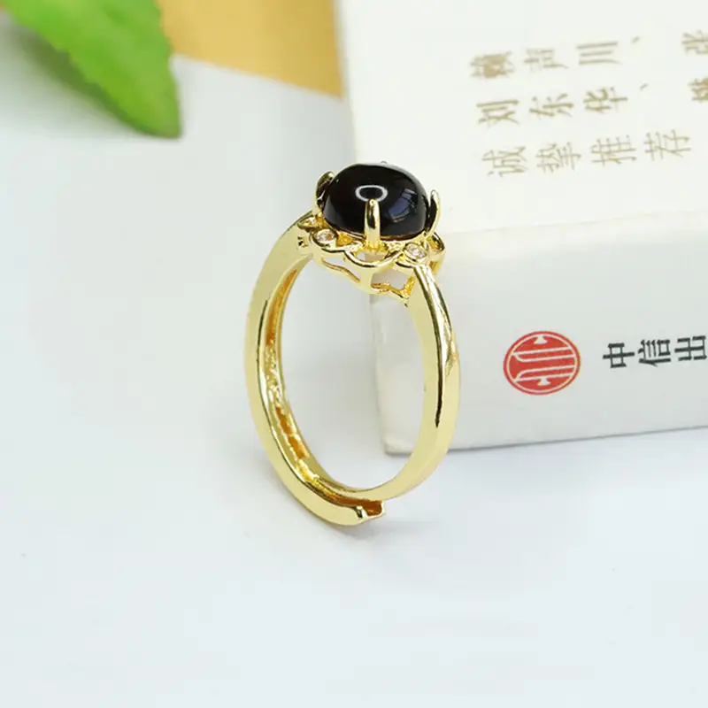 Vintage Red Amber Ring with Crystal Accents — feature 9