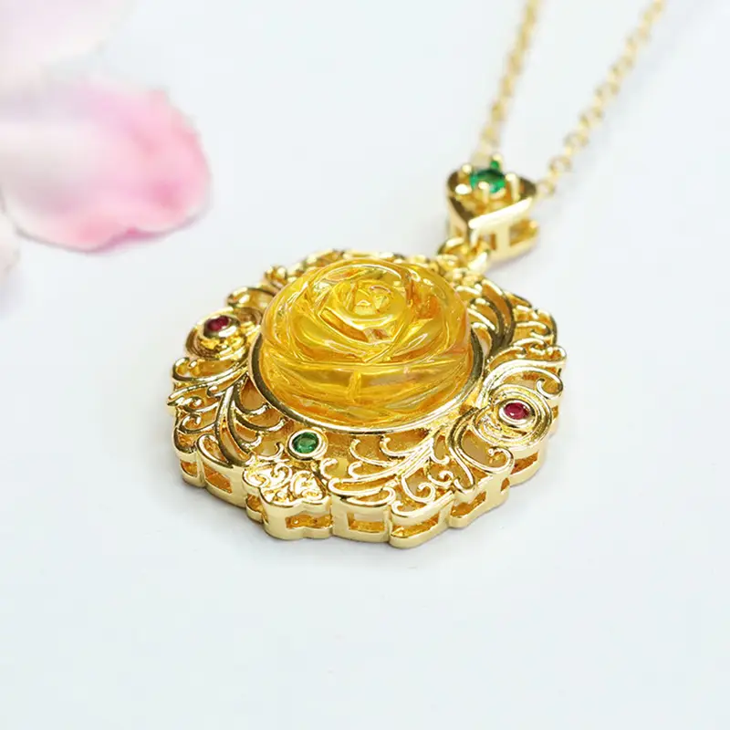 Guan Yu Gold Rose Pendant Necklace for Women - Image 5