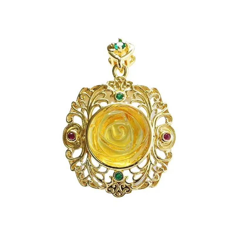 Guan Yu Gold Rose Pendant Necklace for Women - Image 6