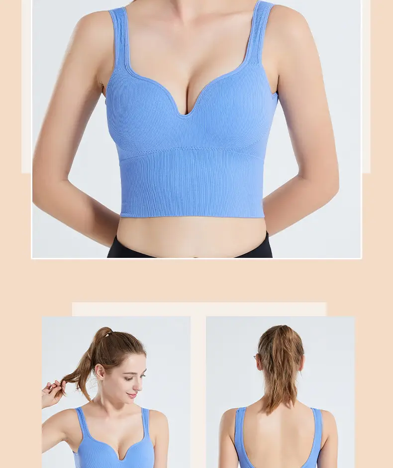 3D Seamless Sports Bra Light Blue Adjustable Cup — feature 25
