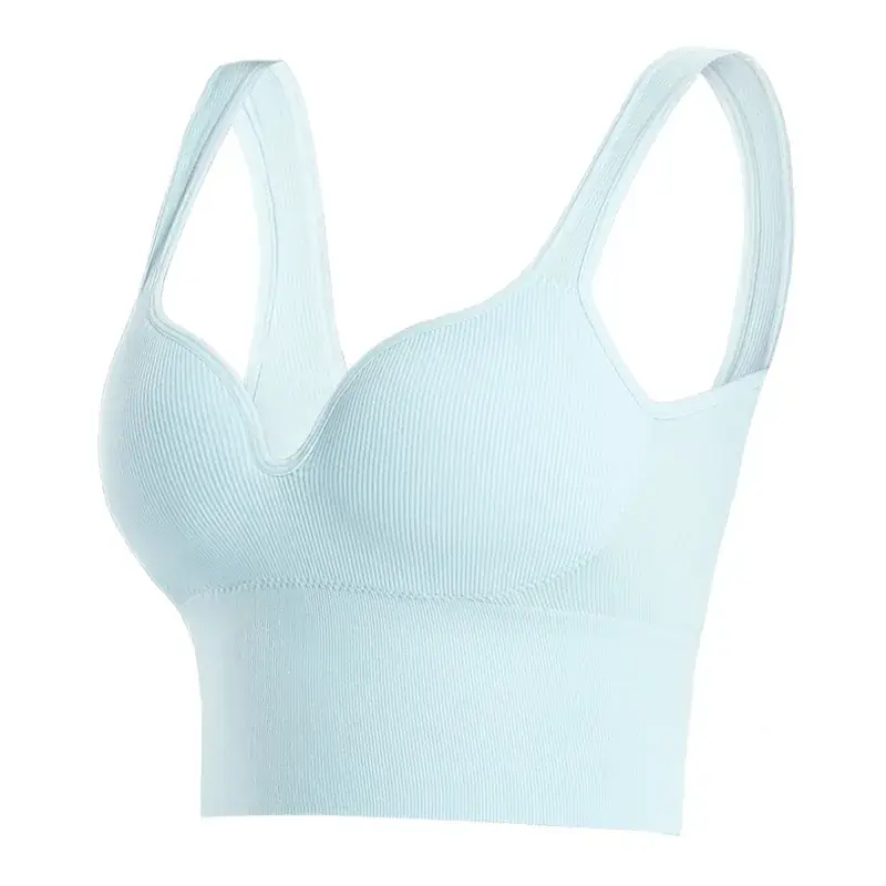 3D Seamless Sports Bra Light Blue Adjustable Cup - Image 6