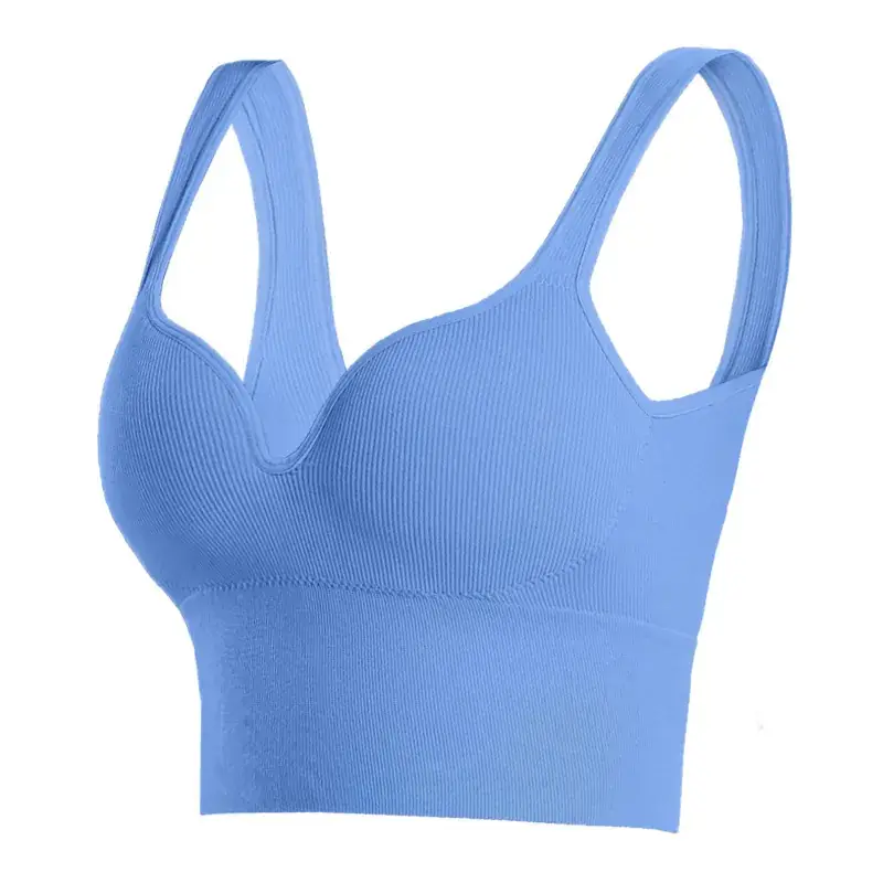 3D Seamless Sports Bra Light Blue Adjustable Cup - Image 8