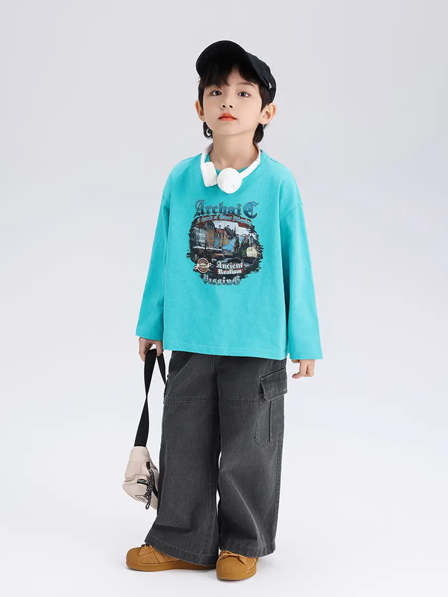 2024 Boys Long Sleeve T-Shirt Blue Graphic Print - Image 4