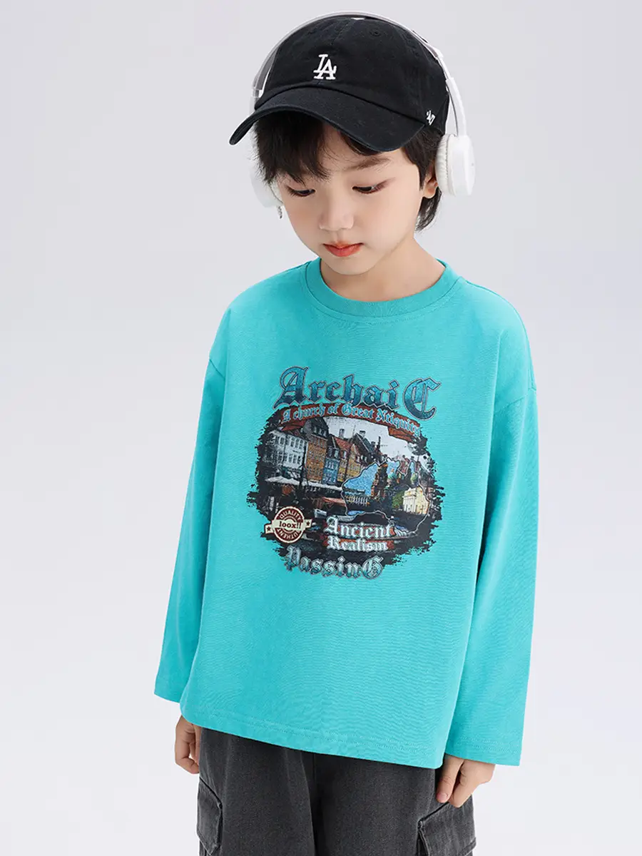 2024 Boys Long Sleeve T-Shirt Blue Graphic Print - Image 5