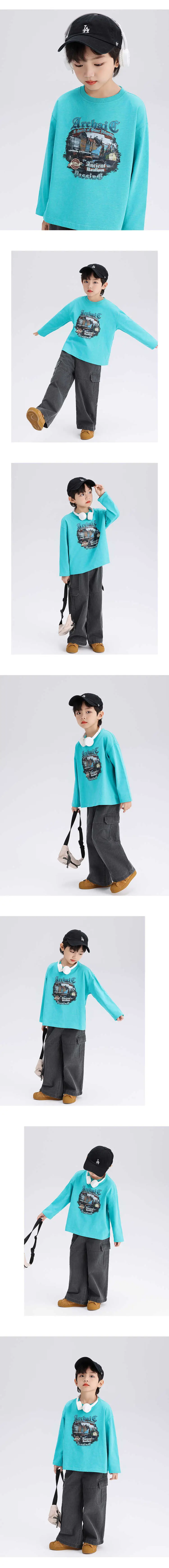 2024 Boys Long Sleeve T-Shirt Blue Graphic Print — feature 6