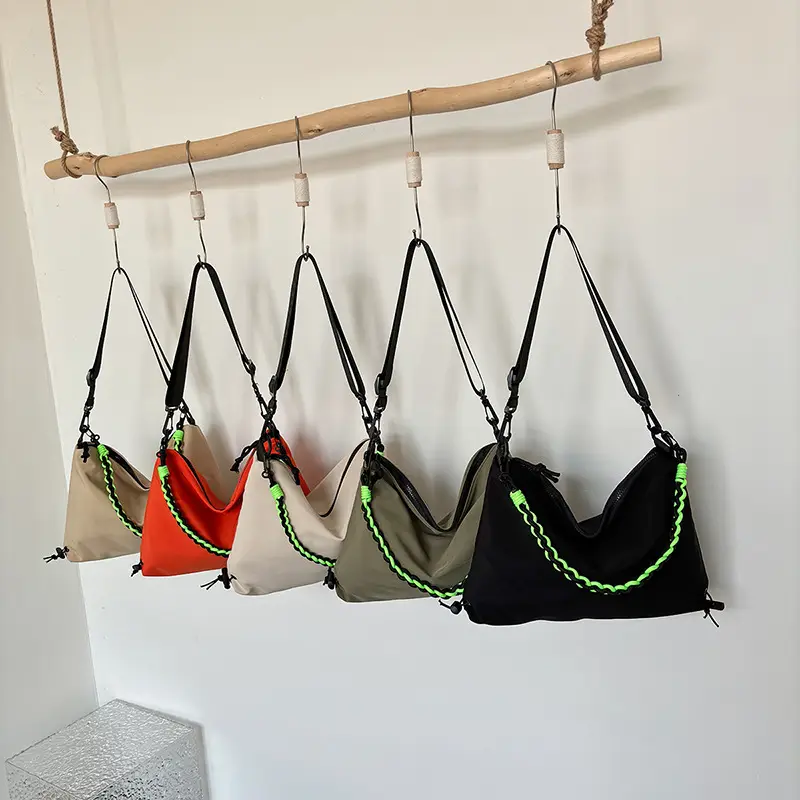 2026 Women Canvas Crossbody Bag Orange Green Embroidery - Image 6