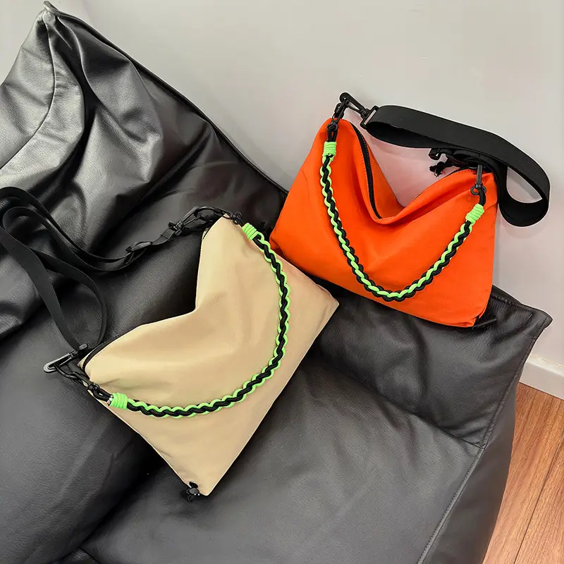 2026 Women Canvas Crossbody Bag Orange Green Embroidery - Image 7