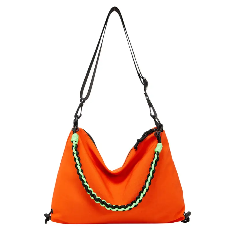 2026 Women Canvas Crossbody Bag Orange Green Embroidery - Image 9