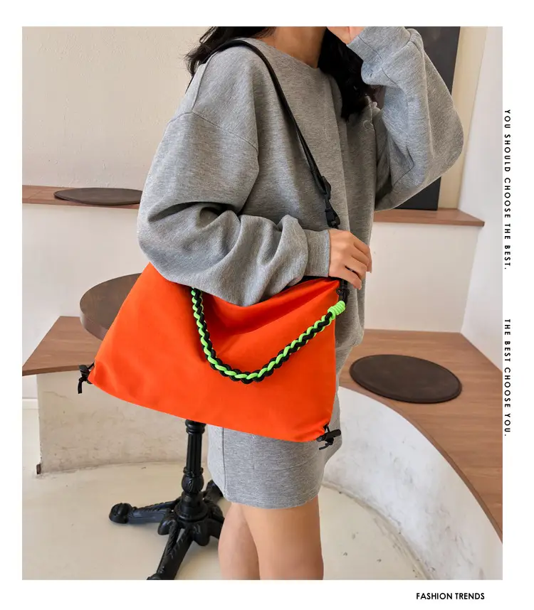 2026 Women Canvas Crossbody Bag Orange Green Embroidery — feature 2