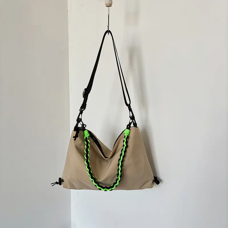 2026 Women Canvas Crossbody Bag Orange Green Embroidery - Image 2