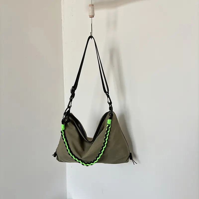 2026 Women Canvas Crossbody Bag Orange Green Embroidery - Image 3