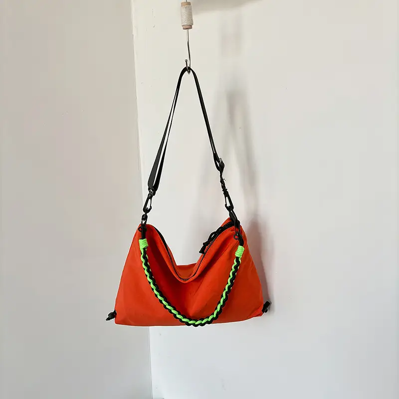 2026 Women Canvas Crossbody Bag Orange Green Embroidery - Image 4