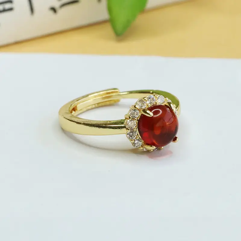 Amyrte Red Gemstone Ring for Women Gold Plated