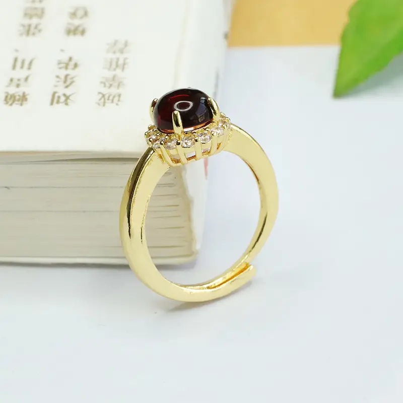 Amyrte Red Gemstone Ring for Women Gold Plated