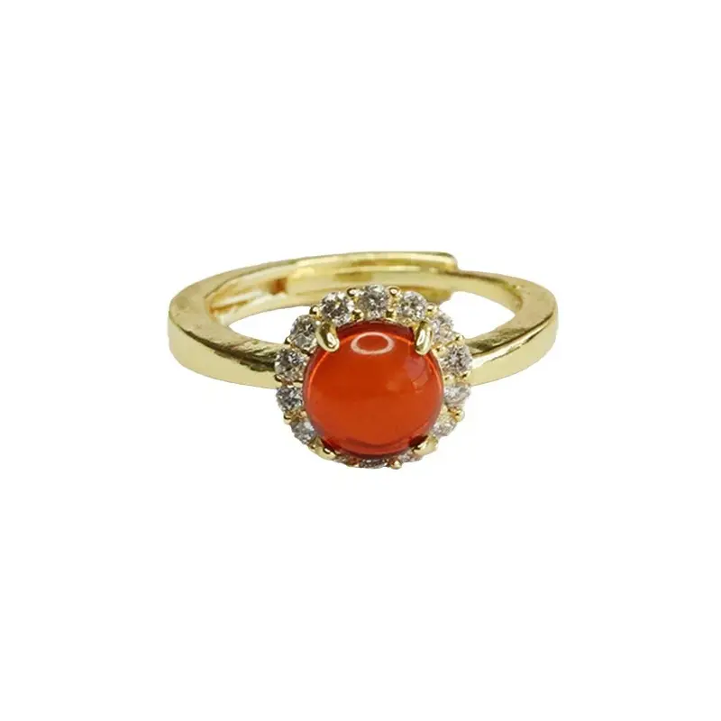 Amyrte Red Gemstone Ring for Women Gold Plated