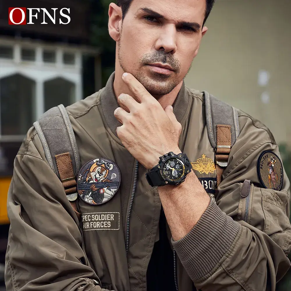 Men's Military Style Chronograph Watch with Patch & Bracelet